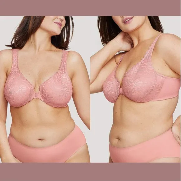 NEW $57 Glamorise [‎ 44F US ] WonderWire Front-Closure Bra in Apricot Pink